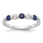 14k White Gold 1/5 carat Diamond and Blue Sapphire Complete Band