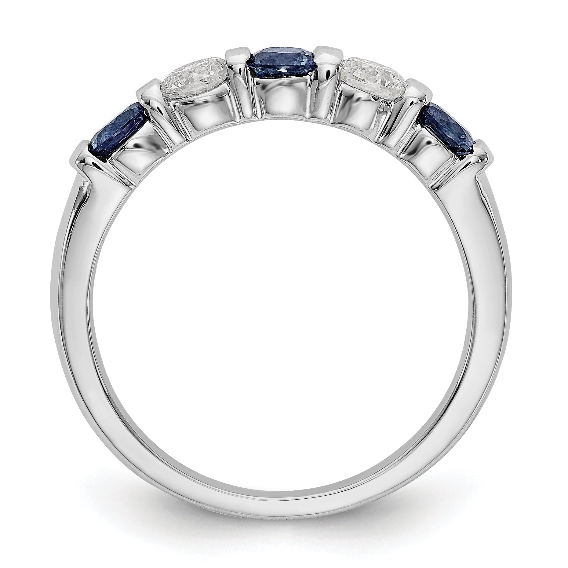 14k White Gold 1/3 carat Diamond and Blue Sapphire Complete Band Secondary image