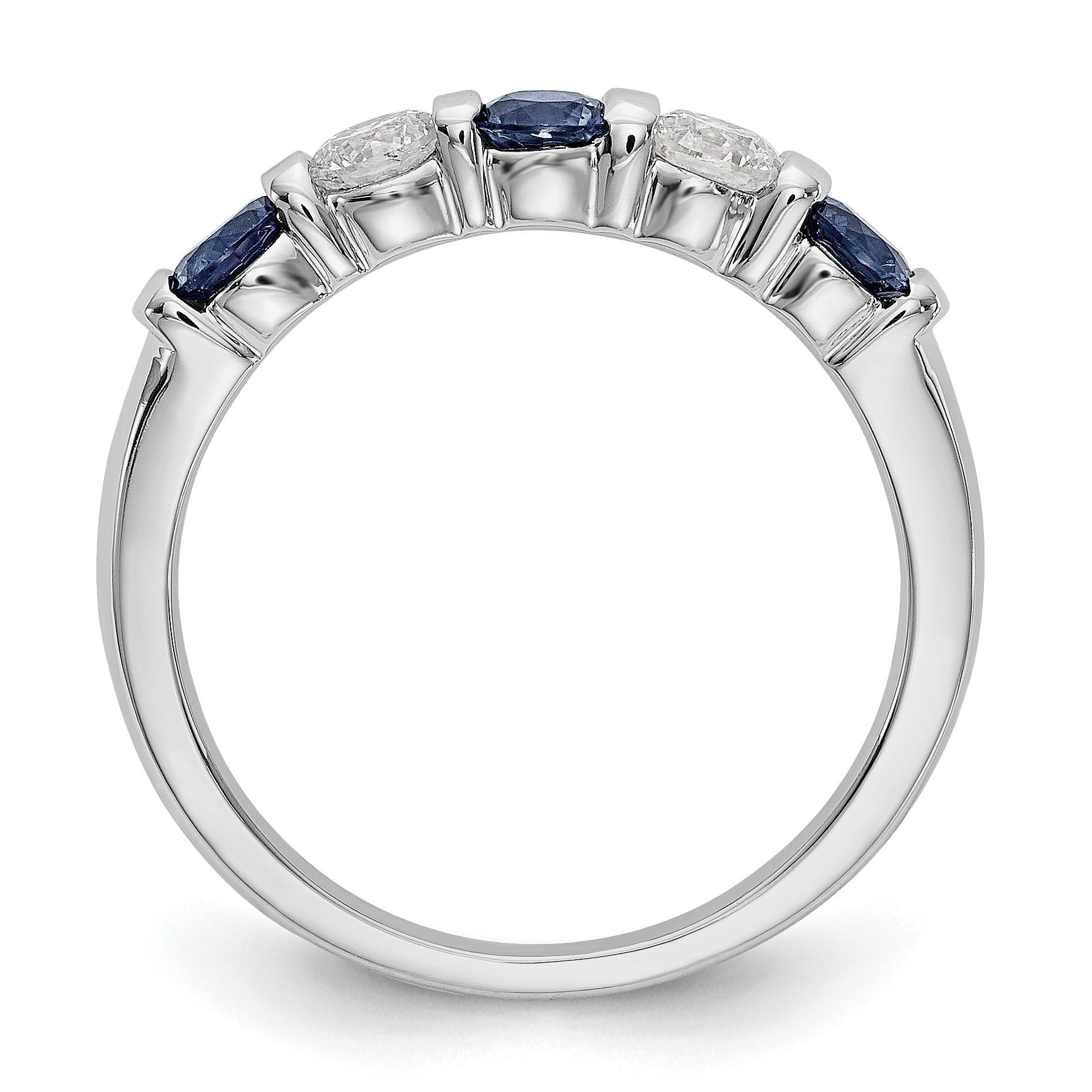 14k White Gold 1/3 carat Diamond and Blue Sapphire Complete Band Secondary image