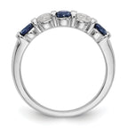 14k White Gold 1/3 carat Diamond and Blue Sapphire Complete Band