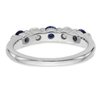 14k White Gold 1/3 carat Diamond and Blue Sapphire Complete Band