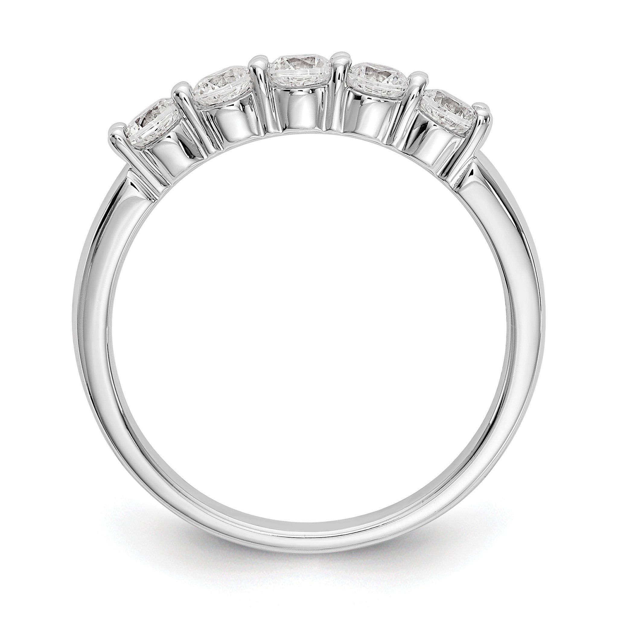 Round Lab-Grown Diamond Five-Stone Wedding Band in 14K White Gold, 3mm (1/2 ct. tw.), Size 7 Secondary image