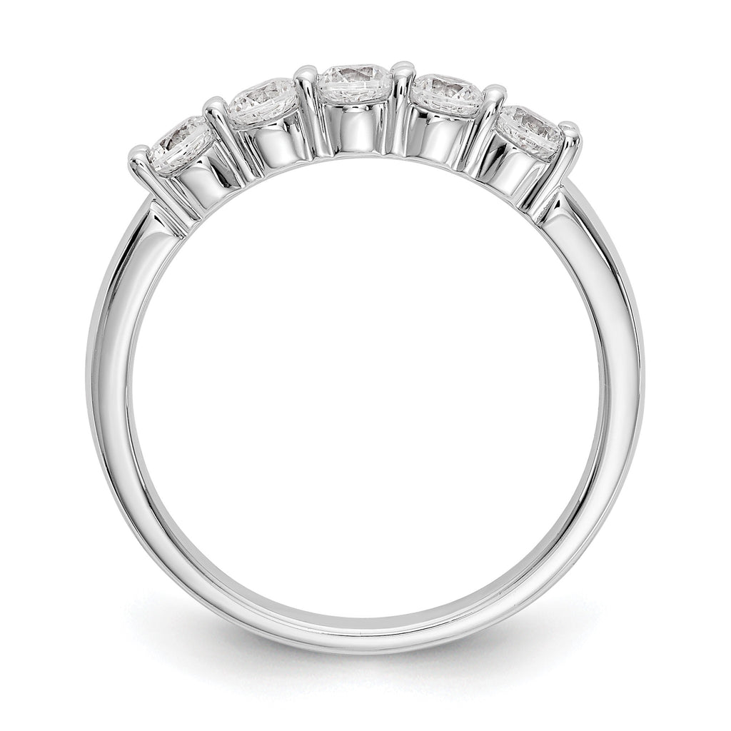 Round Lab-Grown Diamond Five-Stone Wedding Band in 14K White Gold, 3mm (1/2 ct. tw.), Size 7 - Sophia Jewelers