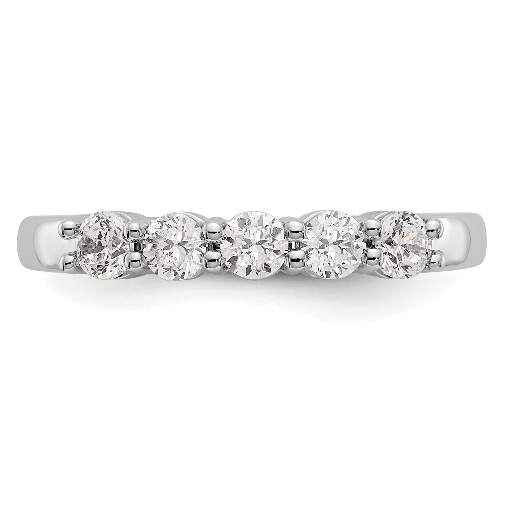 14K White Gold 5-Stone Shared Prong (Holds 5-2.9mm Round) Diamond Band Mounting (No Stone Included)