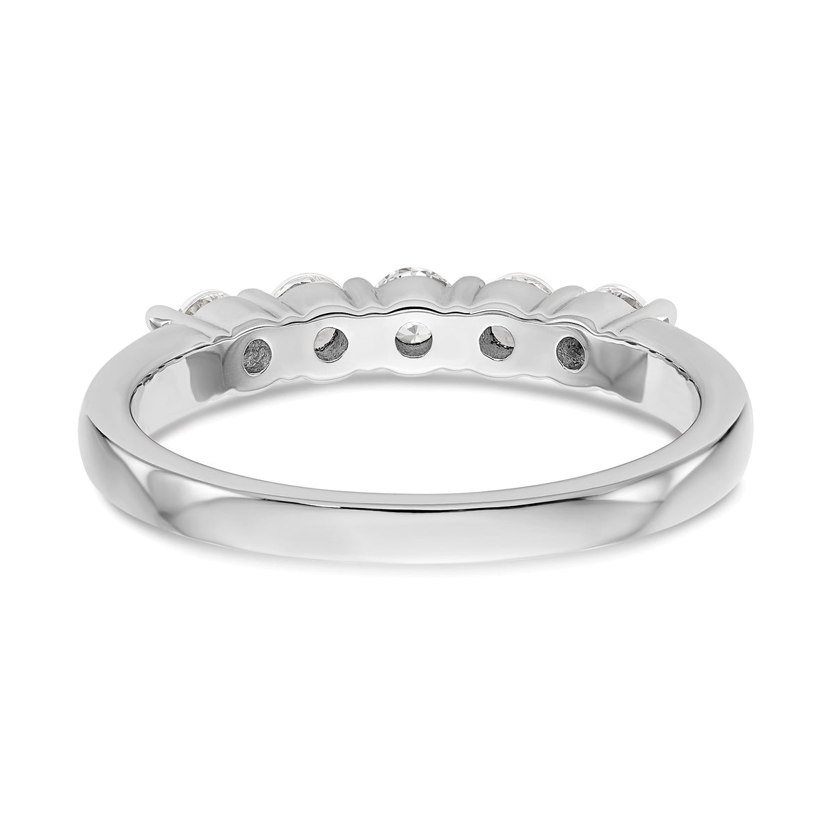 Round Lab-Grown Diamond Five-Stone Wedding Band in 14K White Gold, 3mm (1/2 ct. tw.), Size 7 - Sophia Jewelers