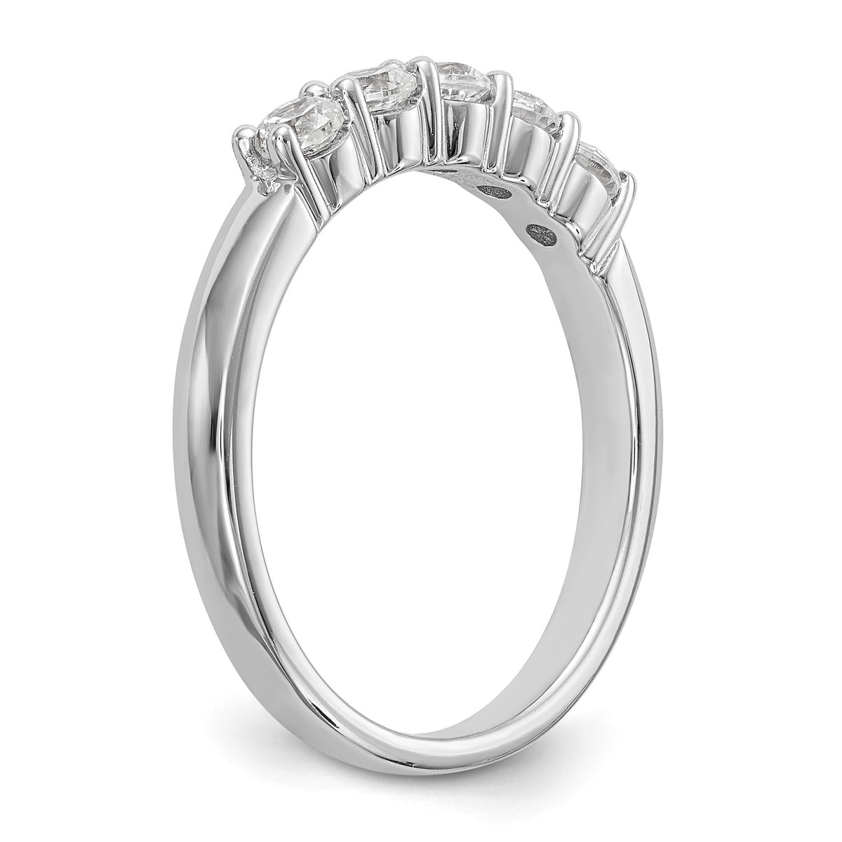 Round Lab-Grown Diamond Five-Stone Wedding Band in 14K White Gold, 3mm (1/2 ct. tw.), Size 7 - Sophia Jewelers