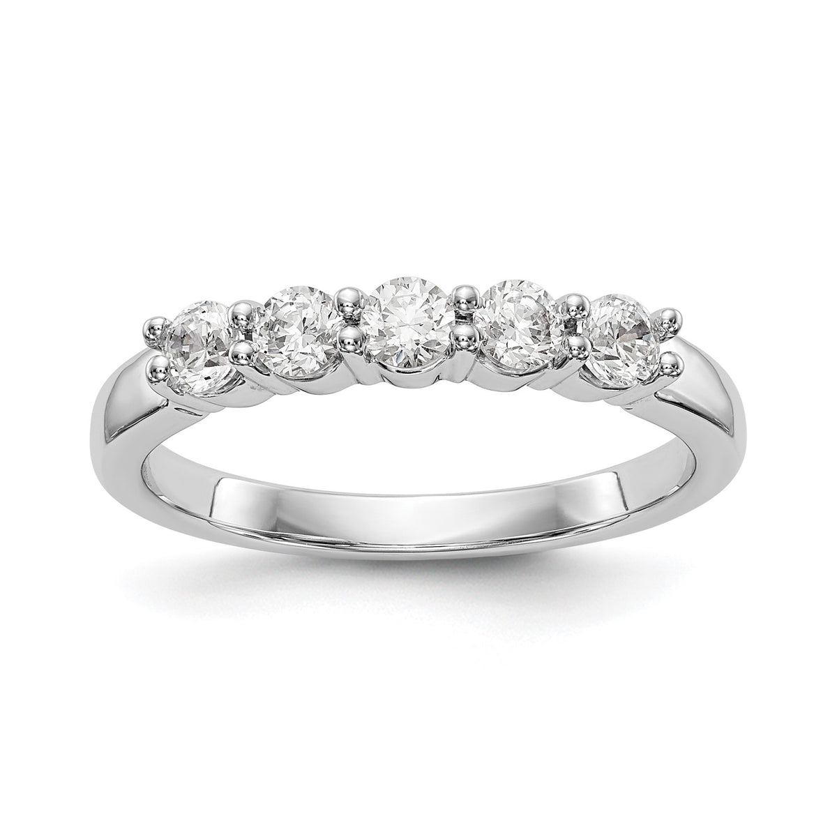 Round Lab-Grown Diamond Five-Stone Wedding Band in 14K White Gold, 3mm (1/2 ct. tw.), Size 7 - Sophia Jewelers Main image