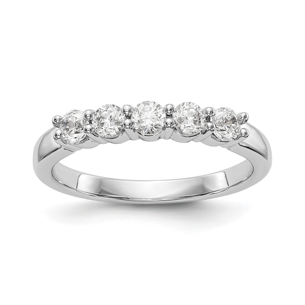 Round Lab-Grown Diamond Five-Stone Wedding Band in 14K White Gold, 3mm (1/2 ct. tw.), Size 7 - Sophia Jewelers