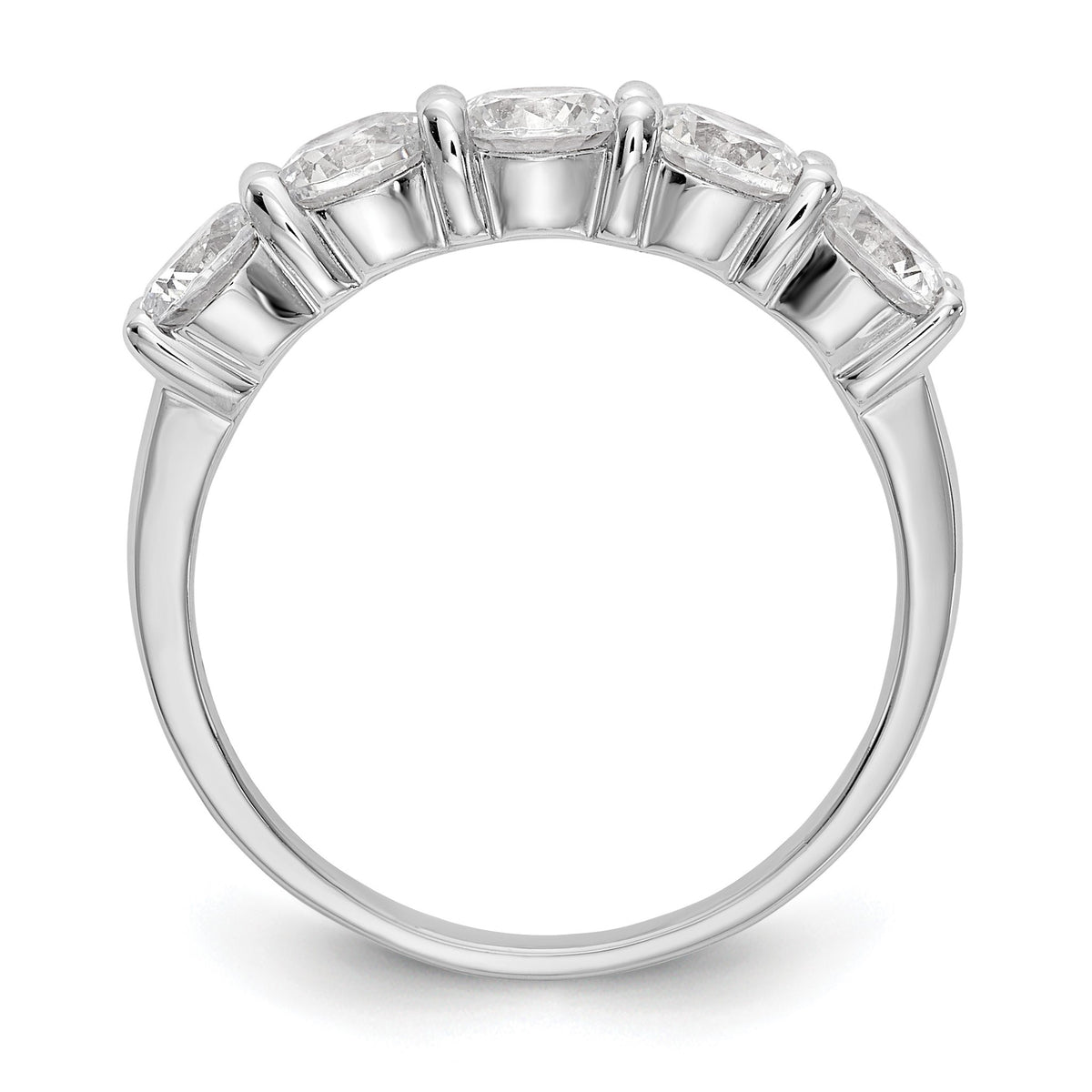 Round Lab-Grown Diamond Five-Stone Wedding Band in 14K White Gold, 4.5mm (1 7/8 ct. tw.), Size 7 - Sophia Jewelers