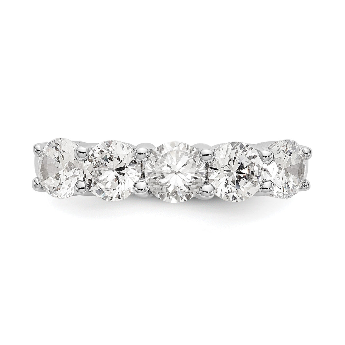 Round Lab-Grown Diamond Five-Stone Wedding Band in 14K White Gold, 4.5mm (1 7/8 ct. tw.), Size 7 - Sophia Jewelers