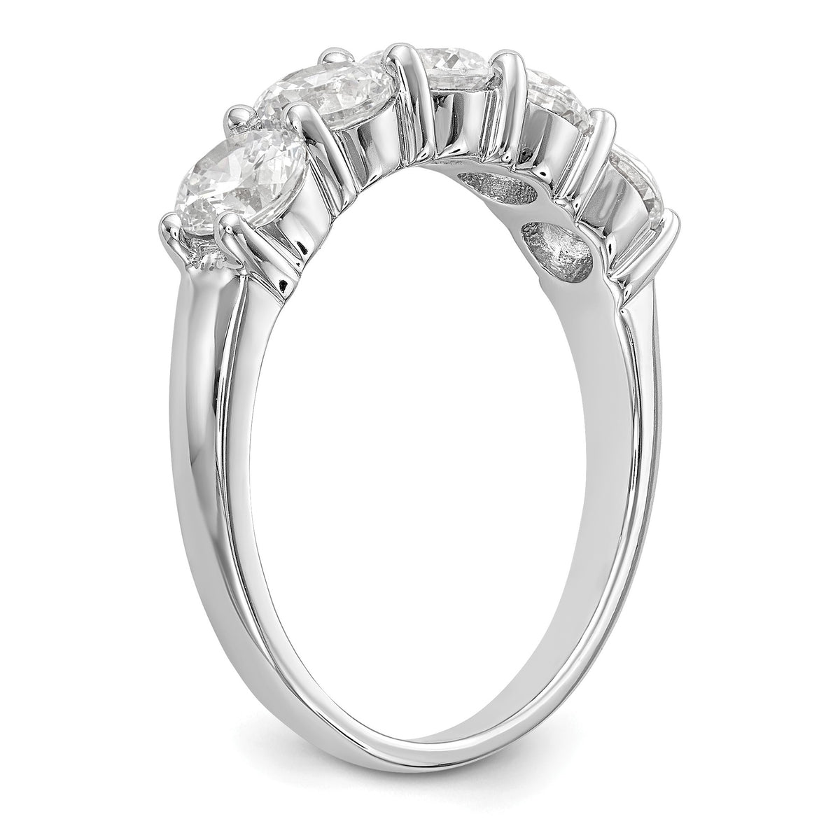 Round Lab-Grown Diamond Five-Stone Wedding Band in 14K White Gold, 4.5mm (1 7/8 ct. tw.), Size 7 - Sophia Jewelers