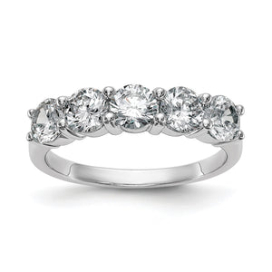 Round Lab-Grown Diamond Five-Stone Wedding Band in 14K White Gold, 4.5mm (1 7/8 ct. tw.), Size 7 - Sophia Jewelers