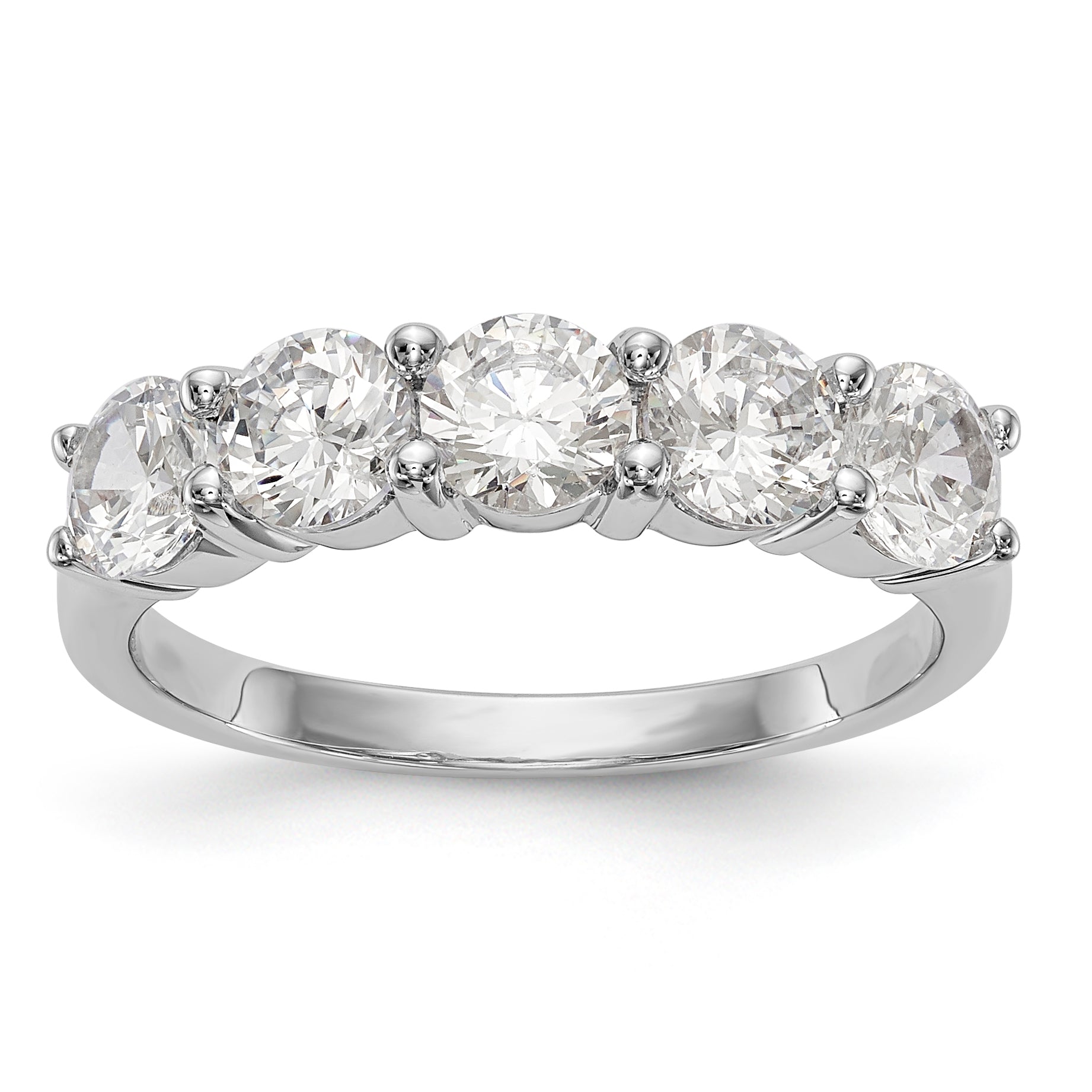 14K White Gold 5-Stone Shared Prong (Holds 5-4.5mm Round) Diamond Band Mounting (No Stone Included) Main image