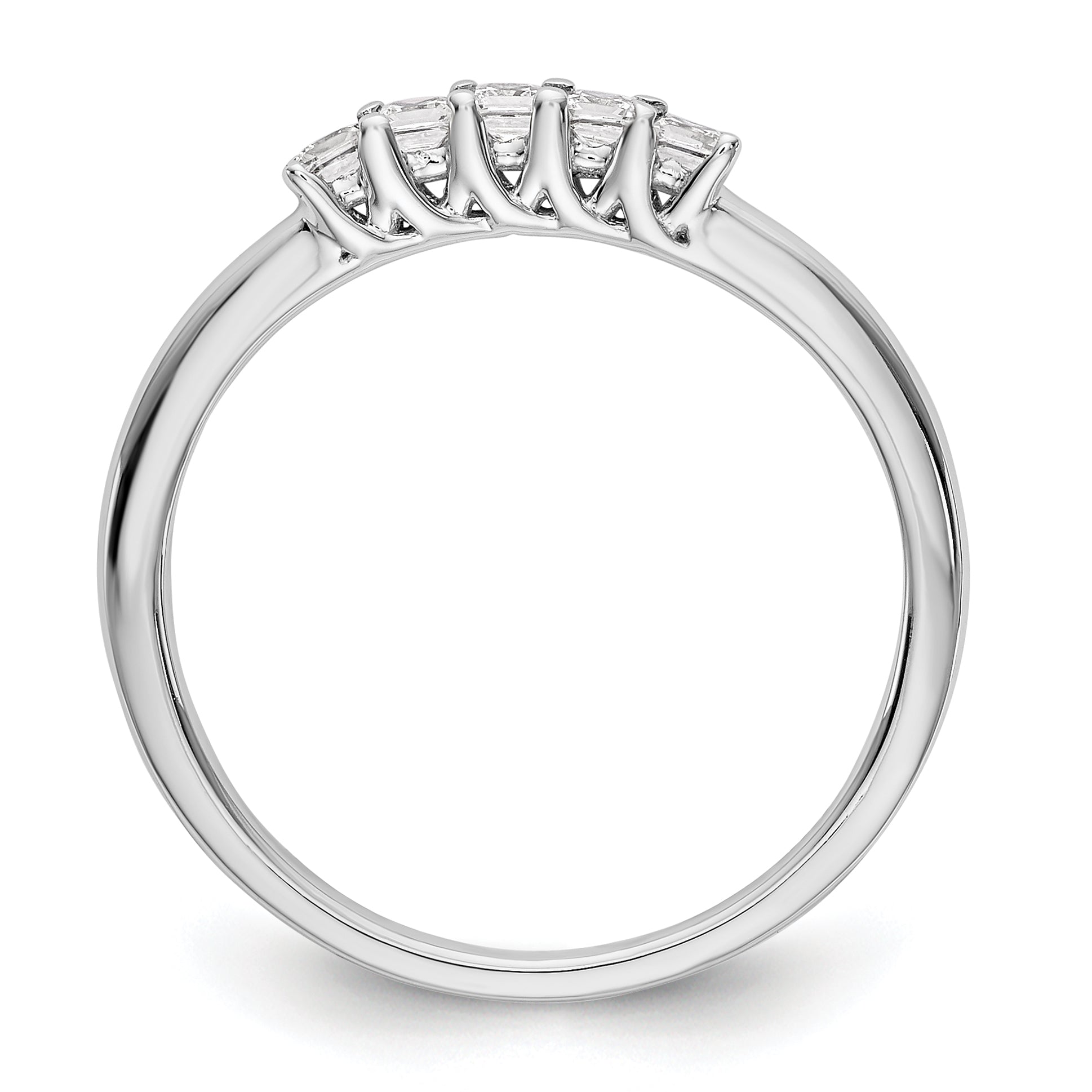 14K White Gold 5-Stone Shared Prong (Holds 5-2.0mm Princess) Diamond Band Mounting (No Stone Included)