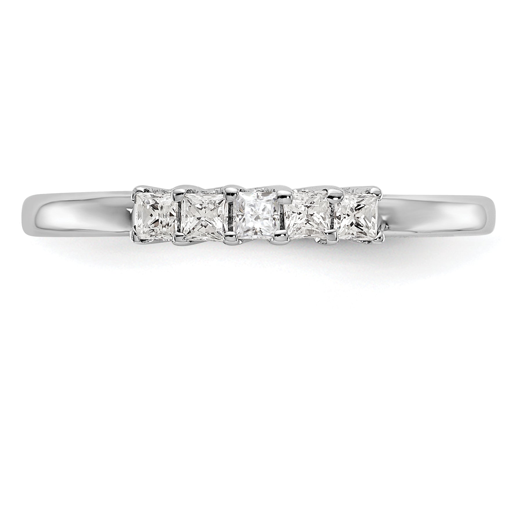 14K White Gold 5-Stone Shared Prong (Holds 5-2.0mm Princess) Diamond Band Mounting (No Stone Included)