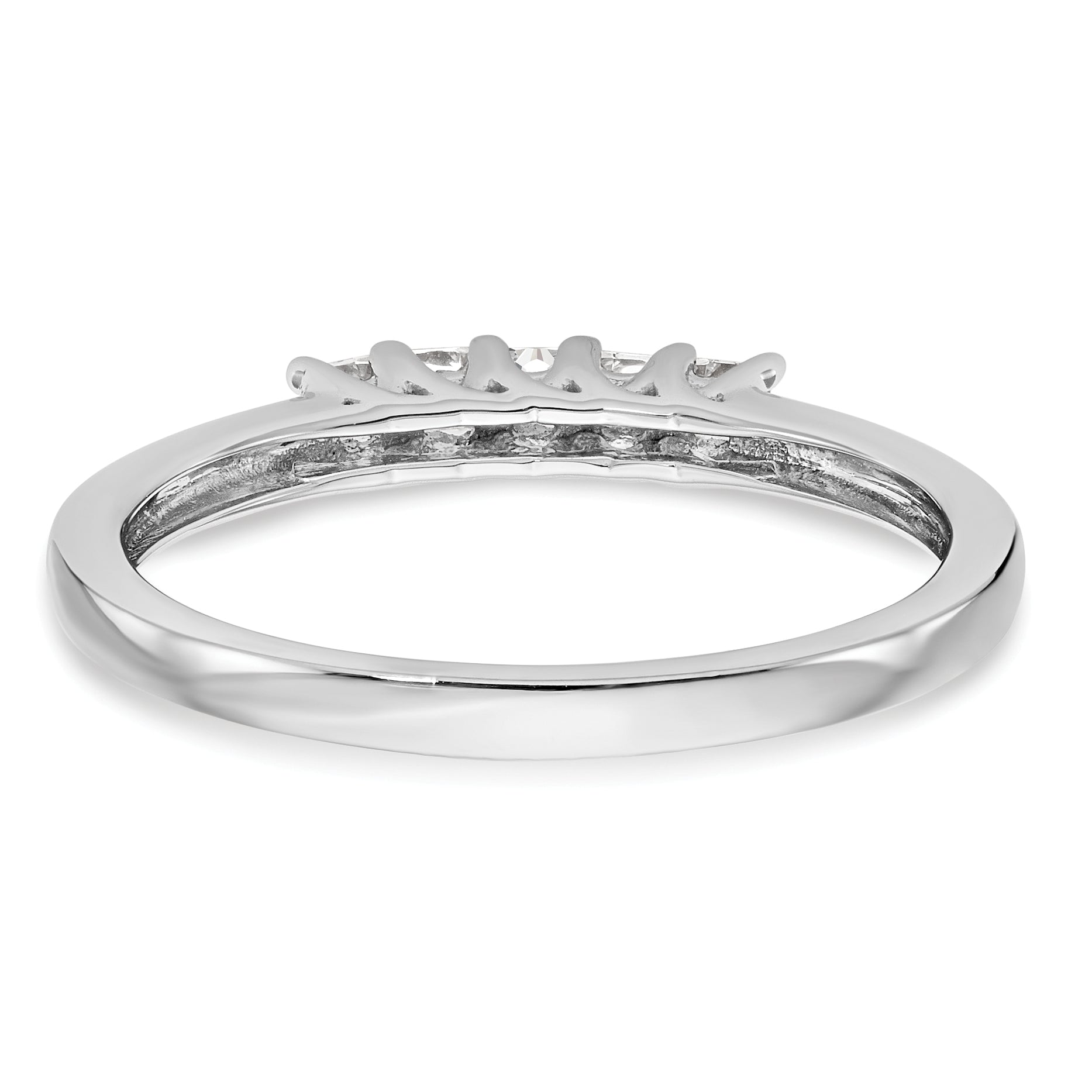 14K White Gold 5-Stone Shared Prong (Holds 5-2.0mm Princess) Diamond Band Mounting (No Stone Included)