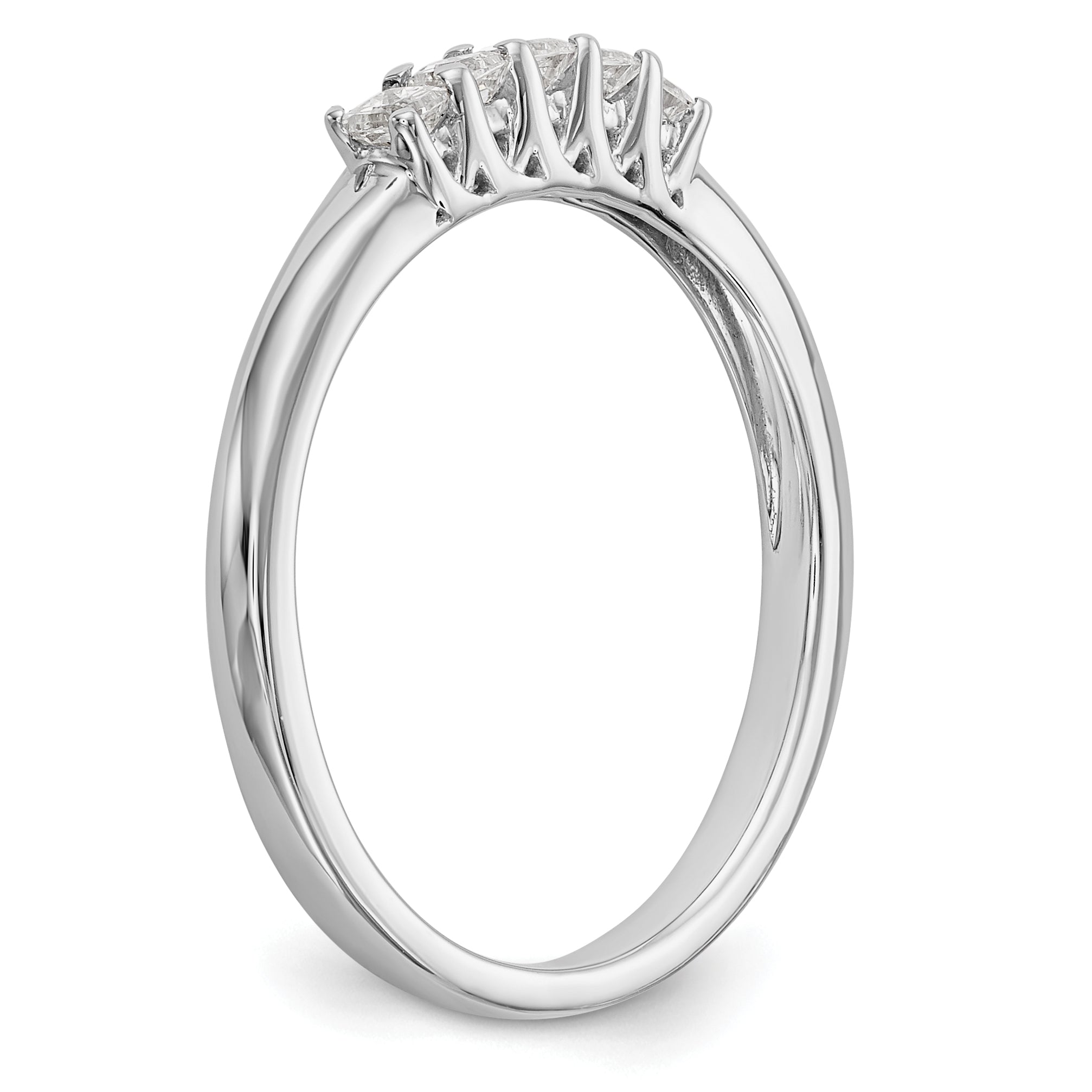 14K White Gold 5-Stone Shared Prong (Holds 5-2.0mm Princess) Diamond Band Mounting (No Stone Included)