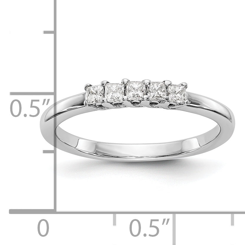 14K White Gold 5-Stone Shared Prong (Holds 5-2.0mm Princess) Diamond Band Mounting (No Stone Included)