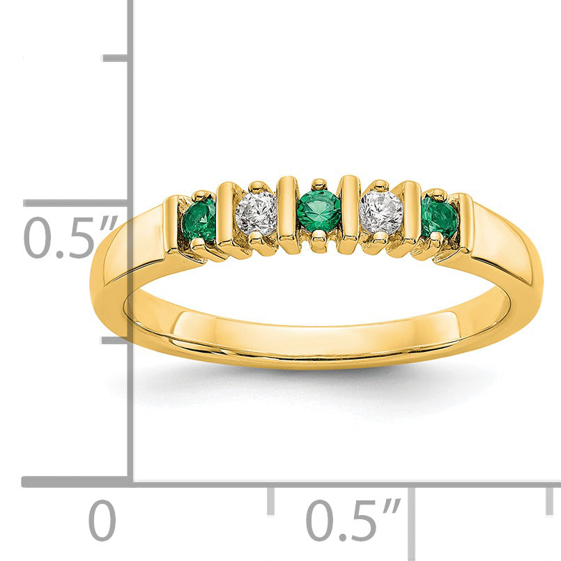 14k Yellow Gold 1/15 carat Diamond and Emerald Complete Band