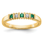 14k Yellow Gold 1/15 carat Diamond and Emerald Complete Band