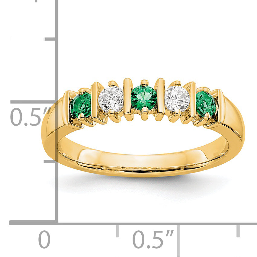 14k Yellow Gold 1/5 carat Diamond and Emerald Complete Band Secondary image