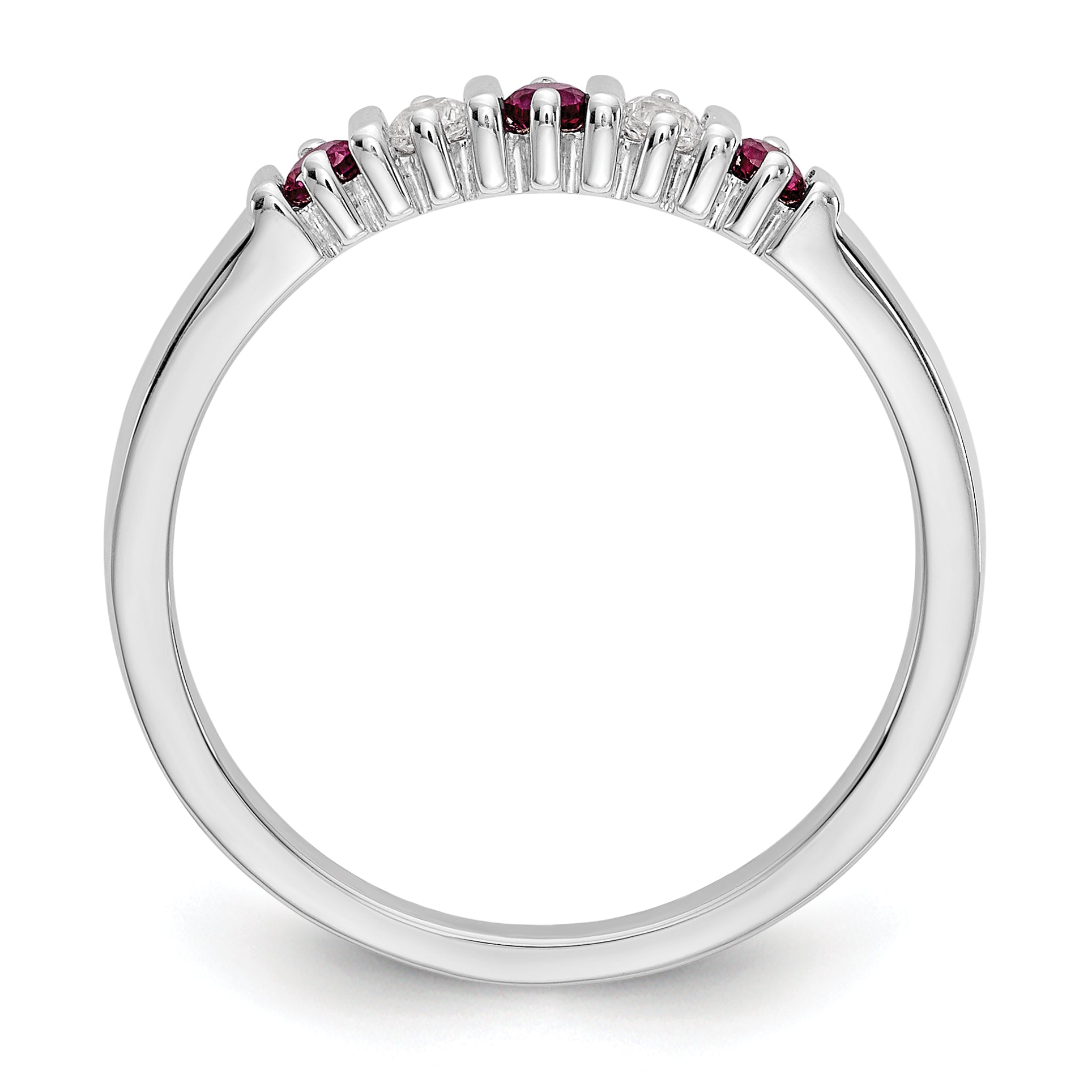 14k White Gold 1/15 carat Diamond and Ruby Complete Band Secondary image