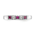 14k White Gold 1/15 carat Diamond and Ruby Complete Band