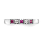 14k White Gold 1/15 carat Diamond and Ruby Complete Band