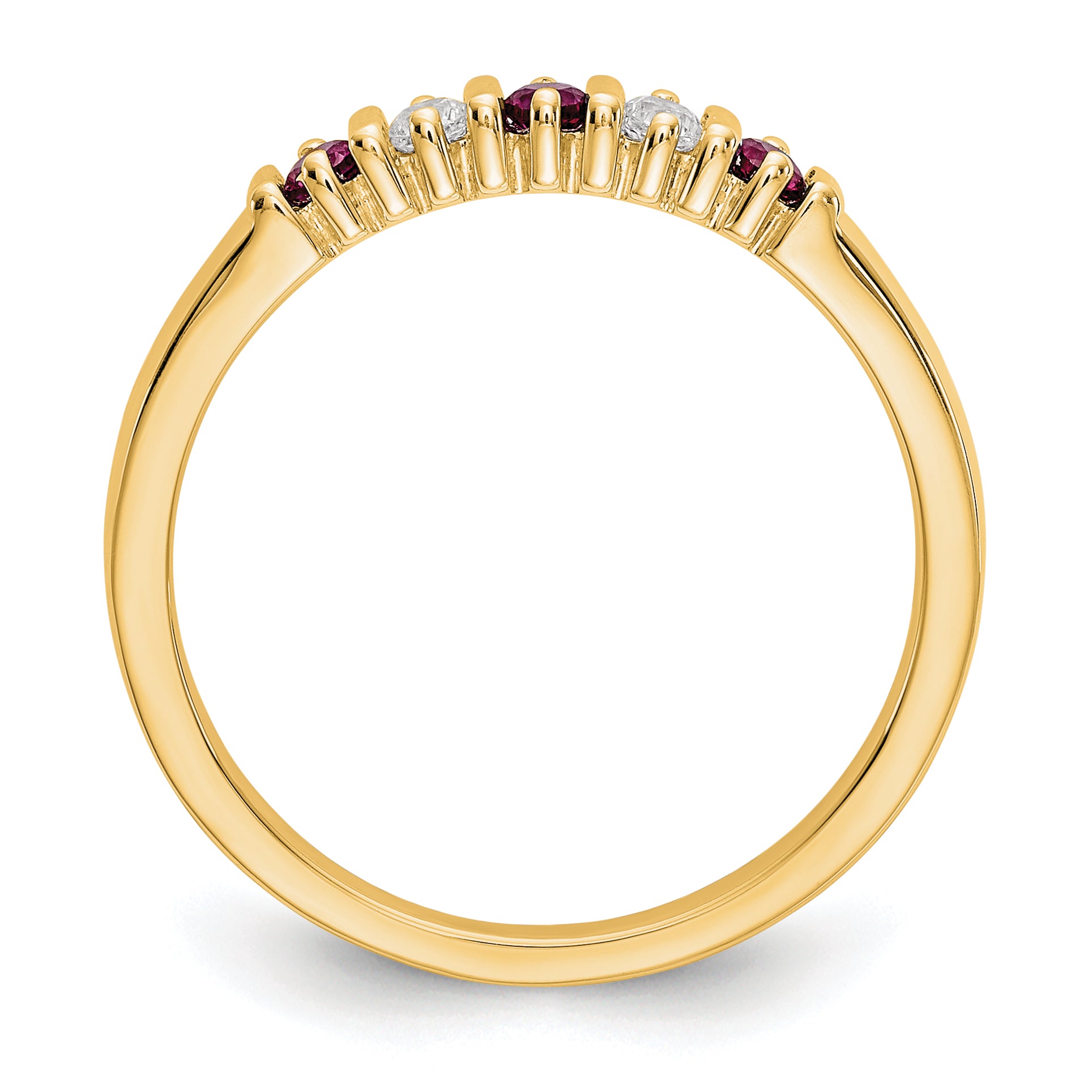 14k Yellow Gold 1/15 carat Diamond and Ruby Complete Band Secondary image