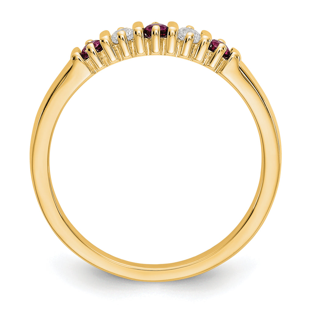 14k Yellow Gold 1/15 carat Diamond and Ruby Complete Band