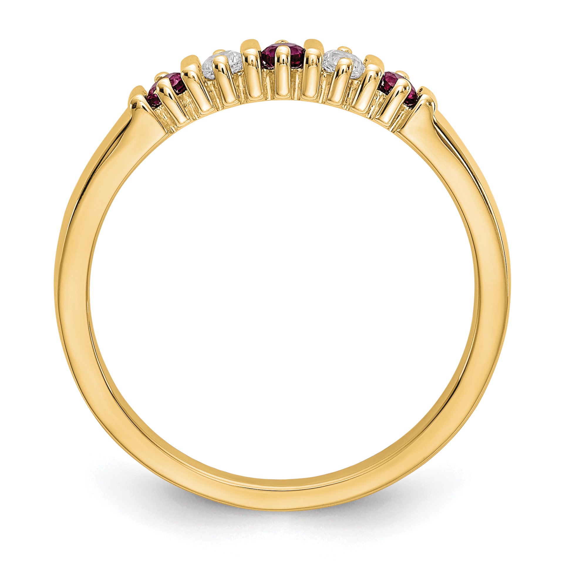 14k Yellow Gold 1/15 carat Diamond and Ruby Complete Band Secondary image