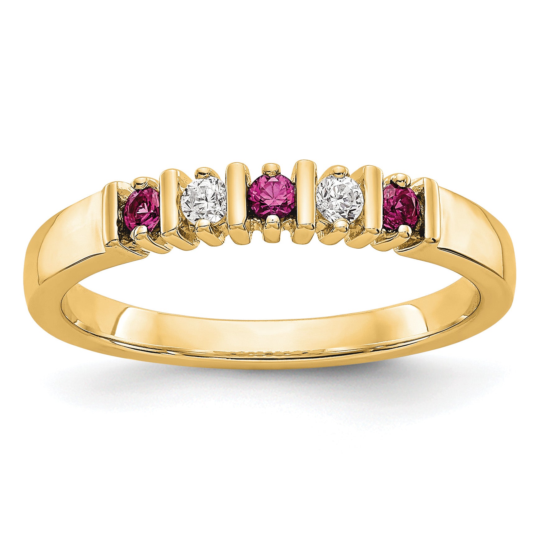 14k Yellow Gold 1/15 carat Diamond and Ruby Complete Band Main image