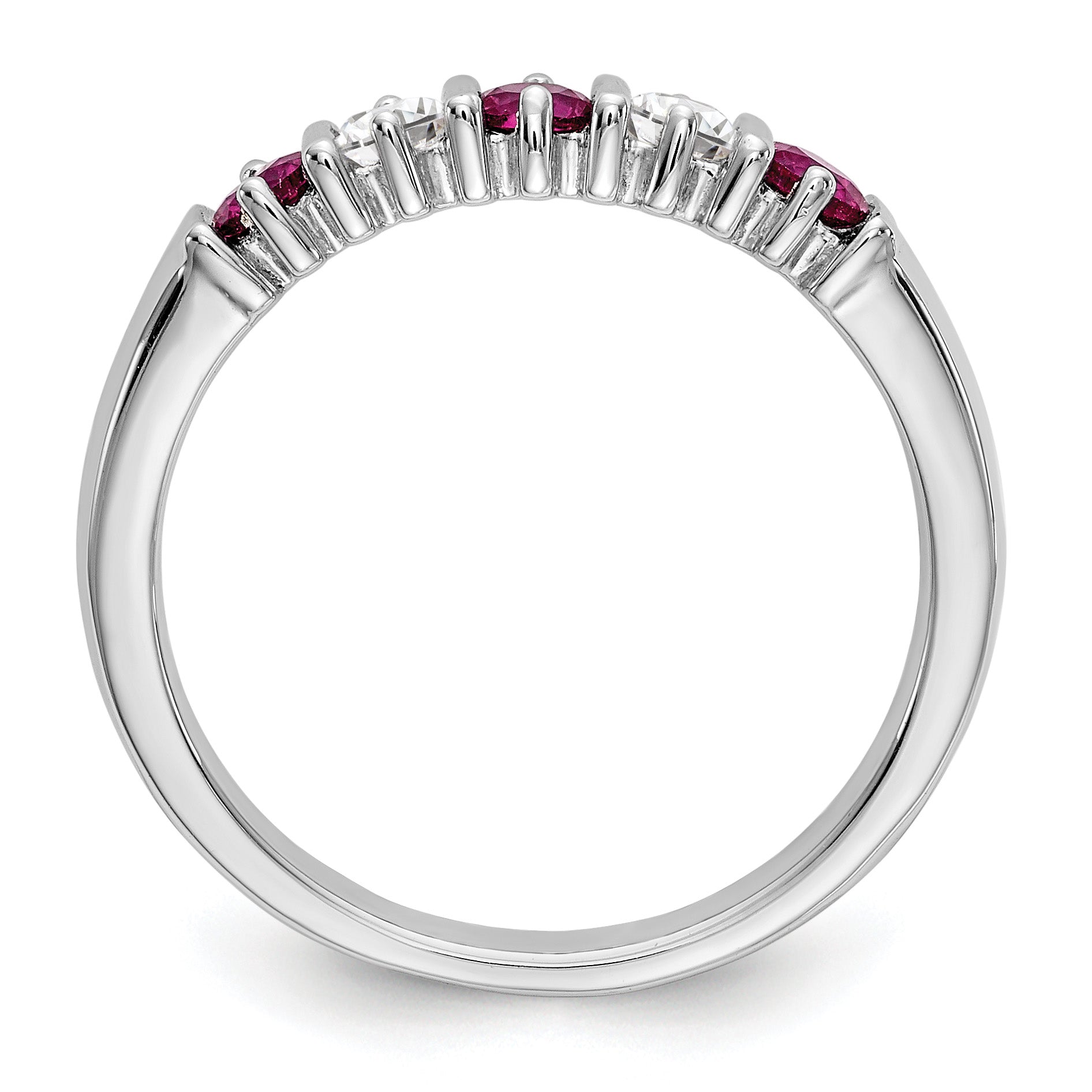 14k White Gold 1/5 carat Diamond and Ruby Complete Band Secondary image