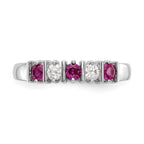 14k White Gold 1/5 carat Diamond and Ruby Complete Band