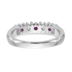 14k White Gold 1/5 carat Diamond and Ruby Complete Band