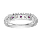 14k White Gold 1/5 carat Diamond and Ruby Complete Band