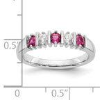 14k White Gold 1/5 carat Diamond and Ruby Complete Band
