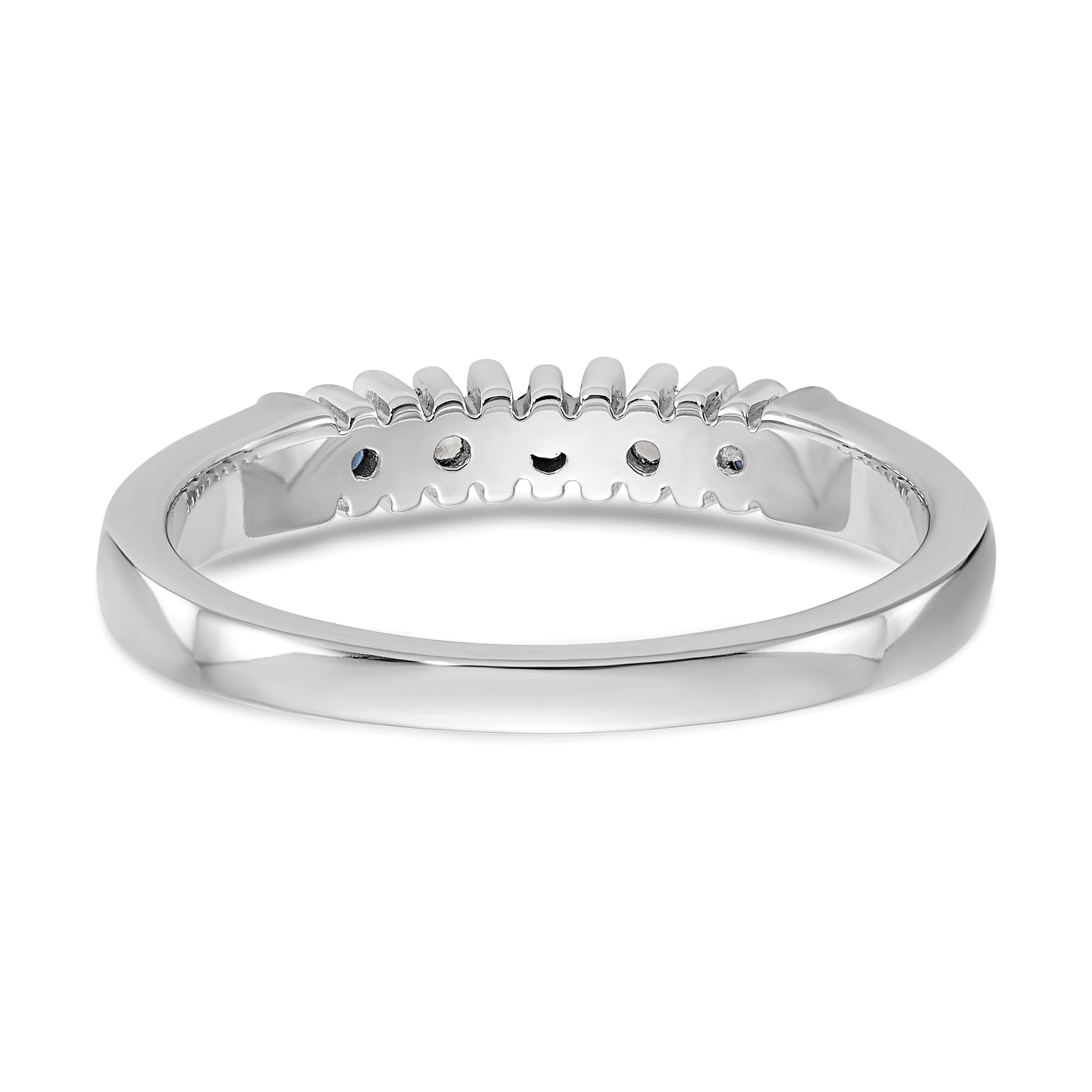 14k White Gold 1/15 carat Diamond and Blue Sapphire Complete Band