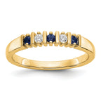 14k Yellow Gold 1/15 carat Diamond and Blue Sapphire Complete Band