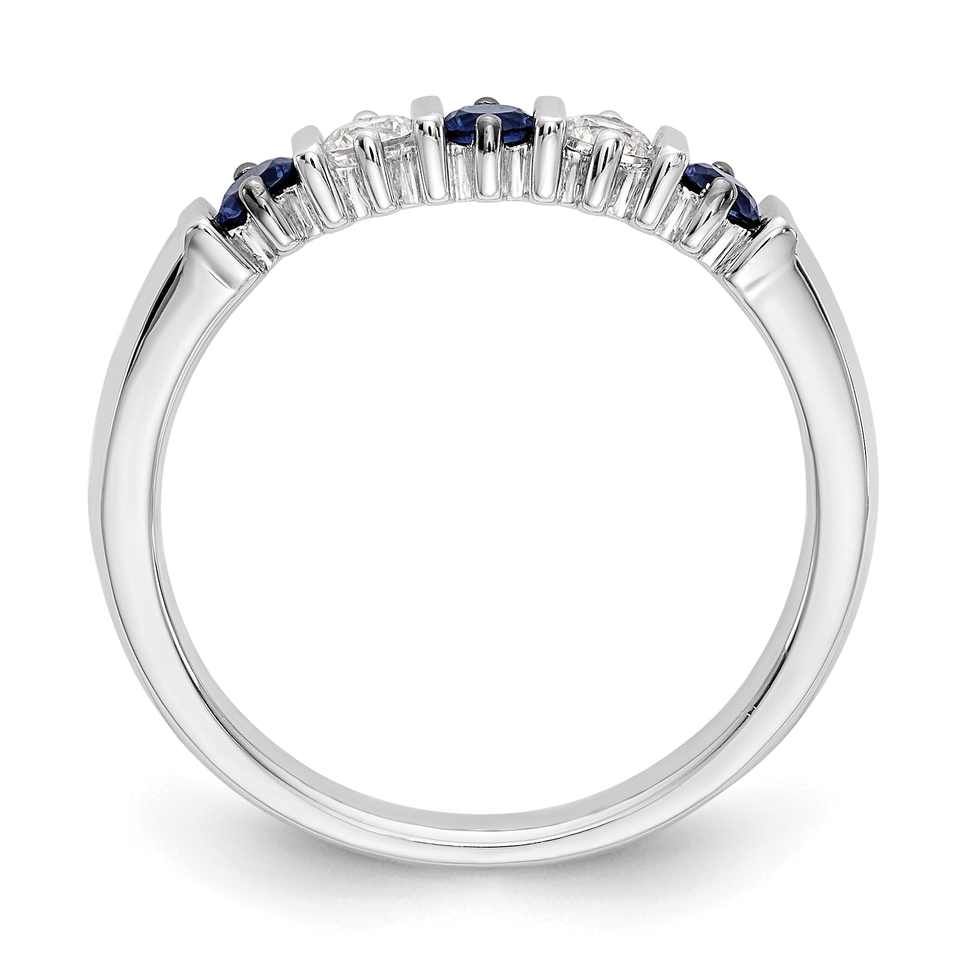 14k White Gold 1/5 carat Diamond and Blue Sapphire Complete Band Secondary image