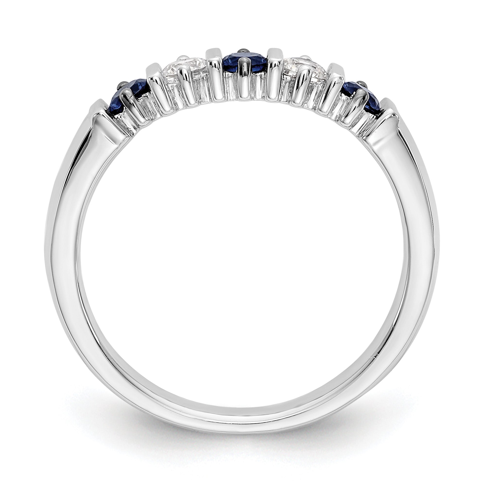 14k White Gold 1/5 carat Diamond and Blue Sapphire Complete Band Secondary image