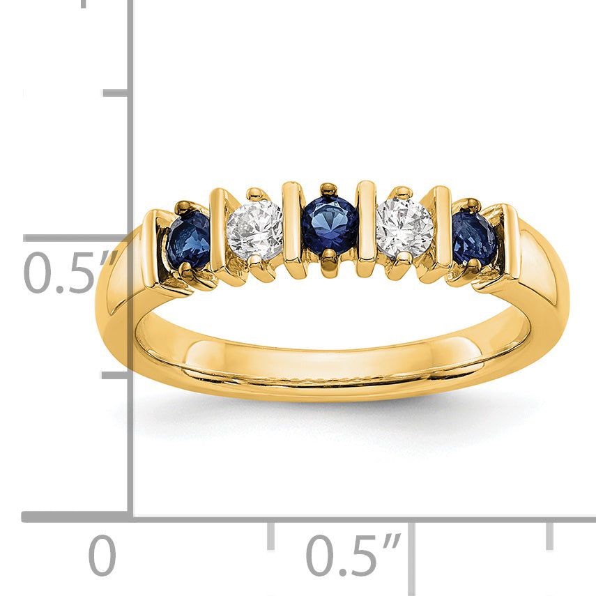 14k Yellow Gold 1/5 carat Diamond and Blue Sapphire Complete Band Secondary image