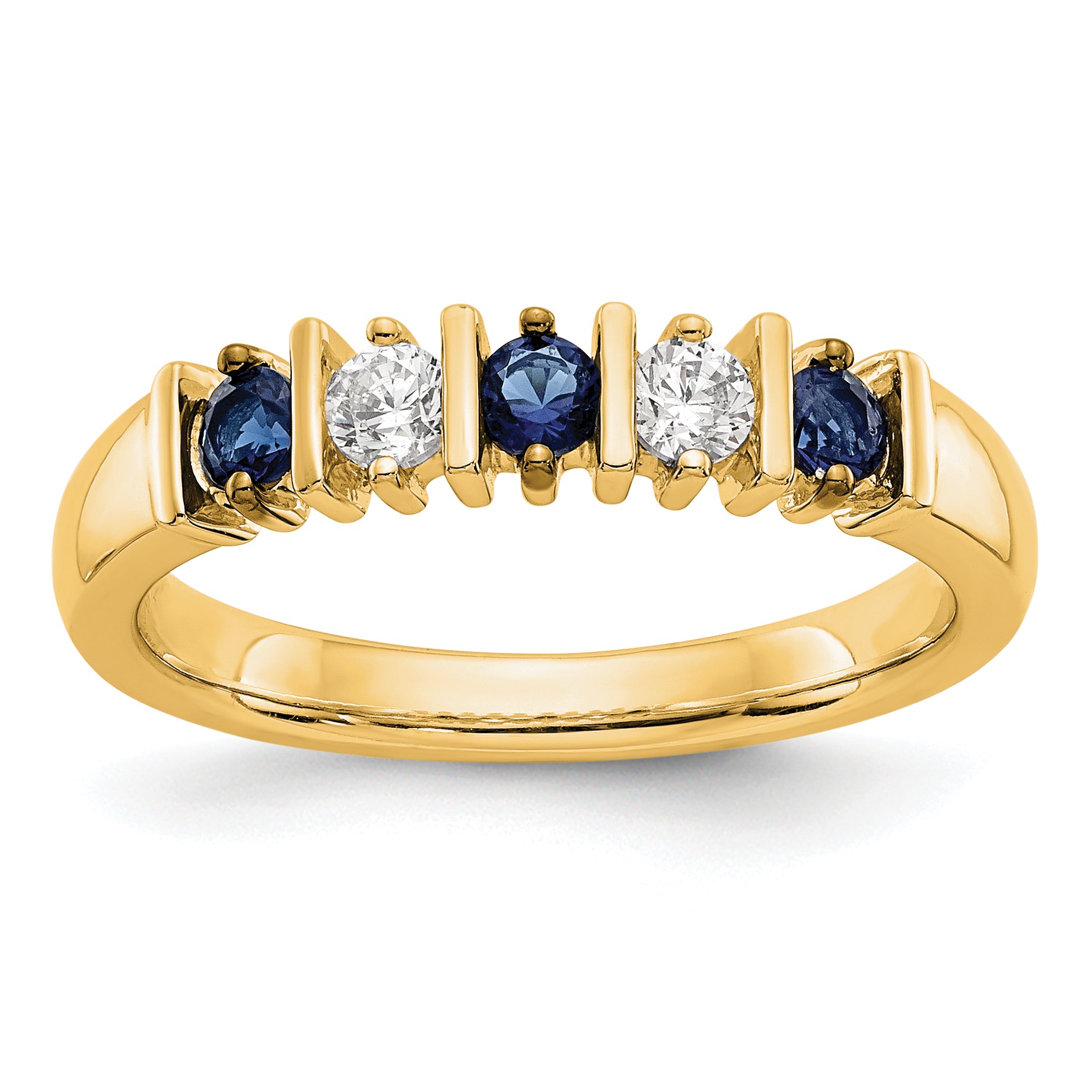 14k Yellow Gold 1/5 carat Diamond and Blue Sapphire Complete Band Main image