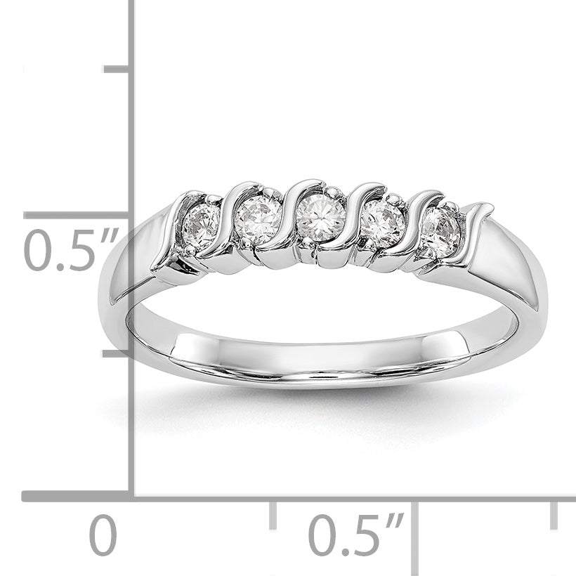 14K White Gold 5-Stone Prong-set (Holds 5-2.2mm Round) Diamond Band Mounting (No Stone Included)