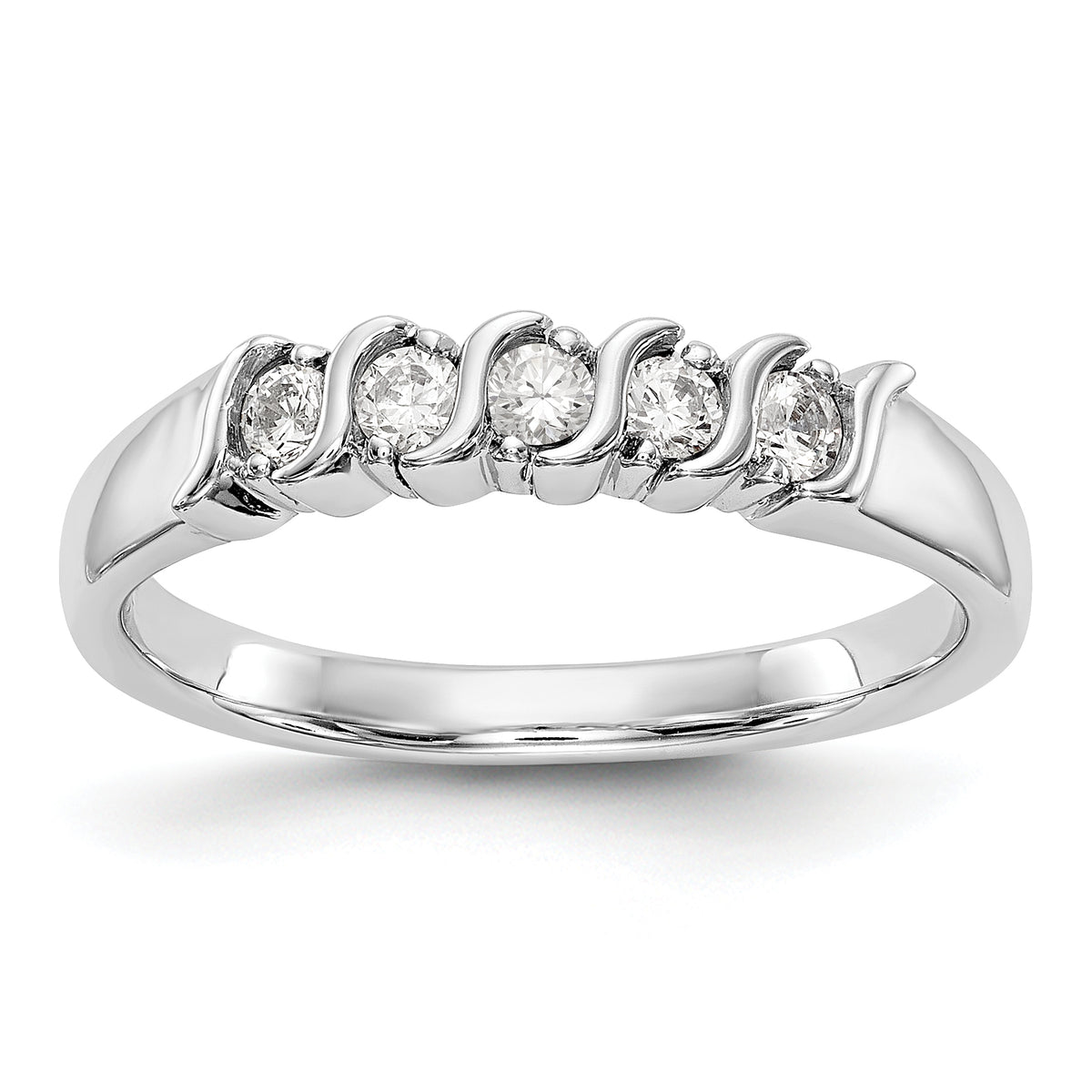 14K White Gold 5-Stone Prong-set (Holds 5-2.2mm Round) Diamond Band Mounting (No Stone Included)