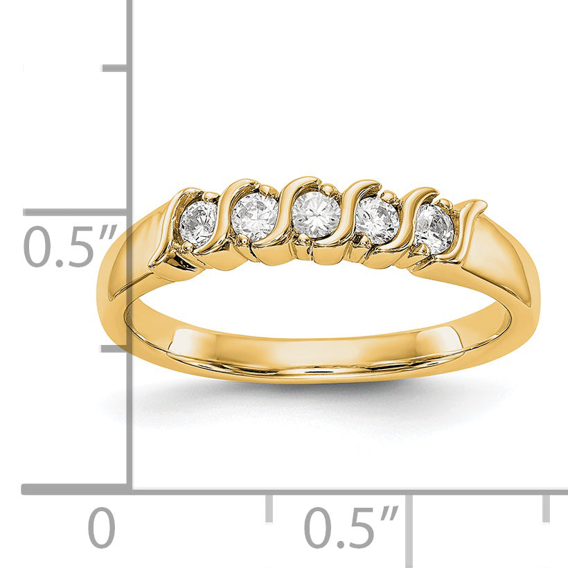 14K Yellow Gold 5-Stone Prong-set (Holds 5-2.2mm Round) Diamond Band Mounting (No Stone Included)