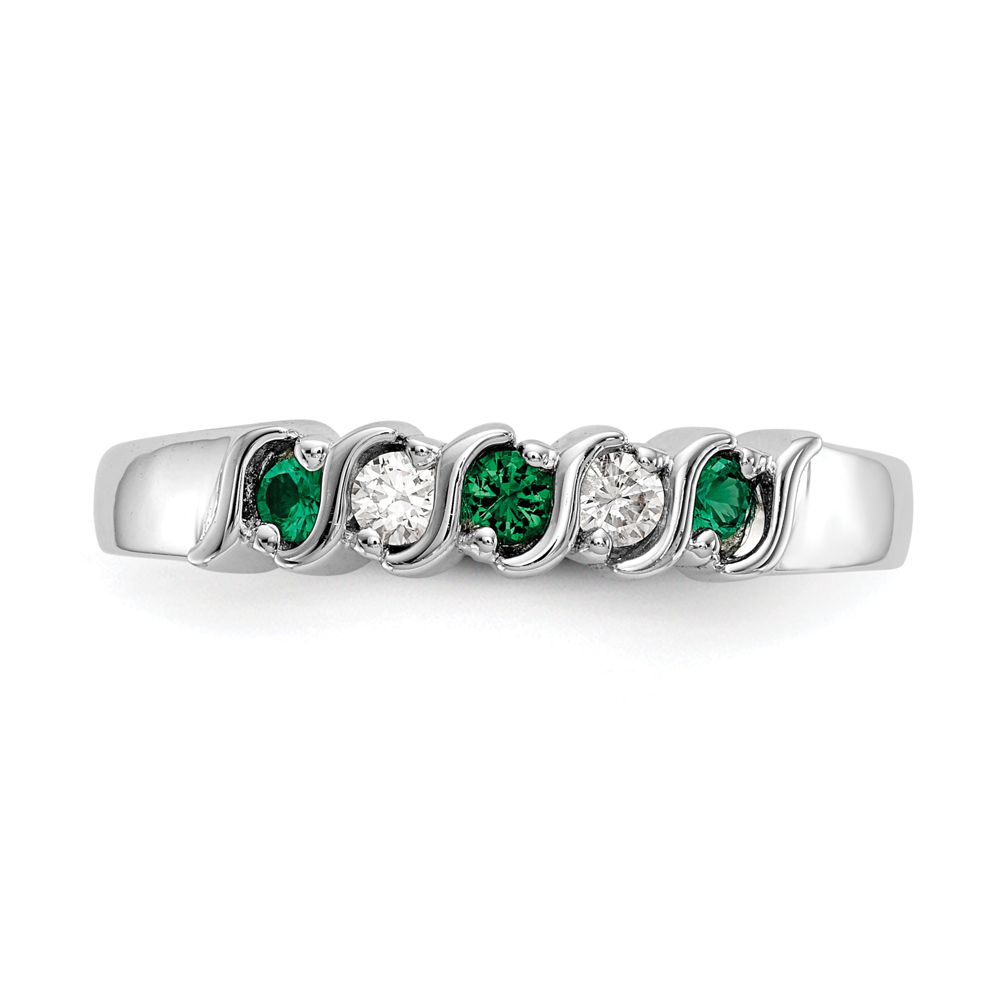 10k White Gold Diamond w/Emerald Band