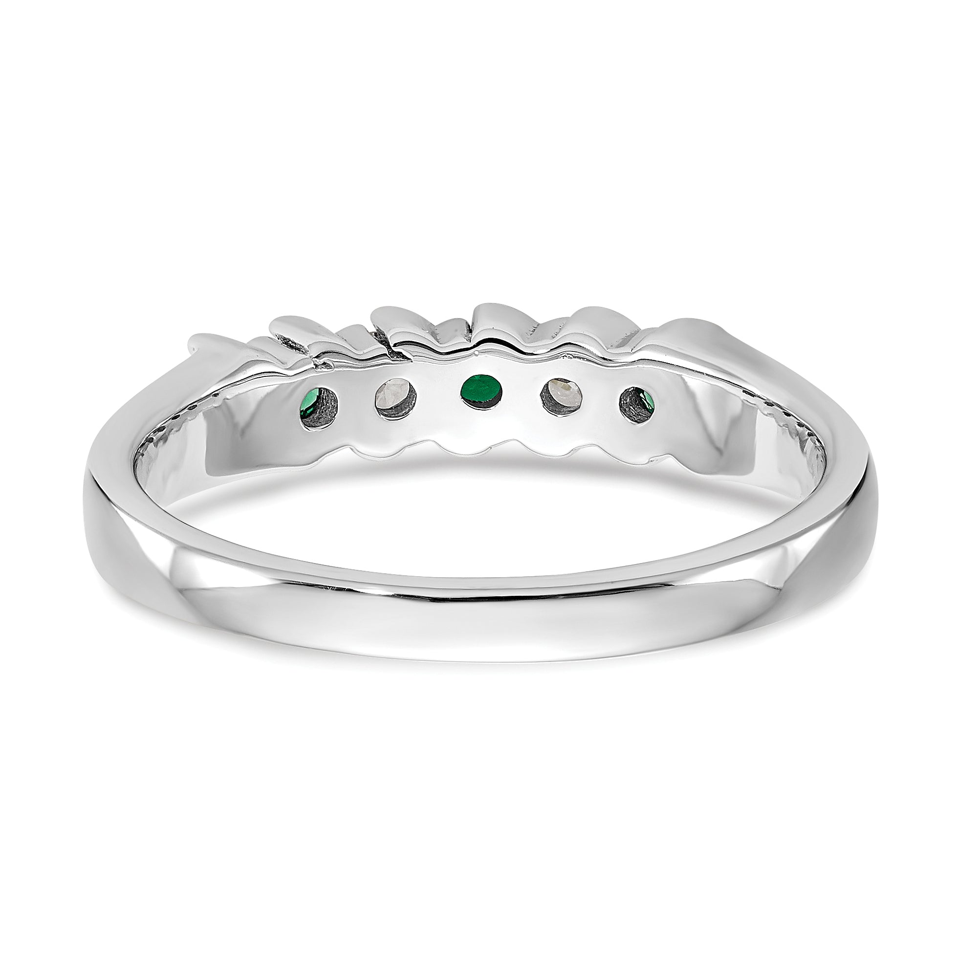 10k White Gold Diamond w/Emerald Band