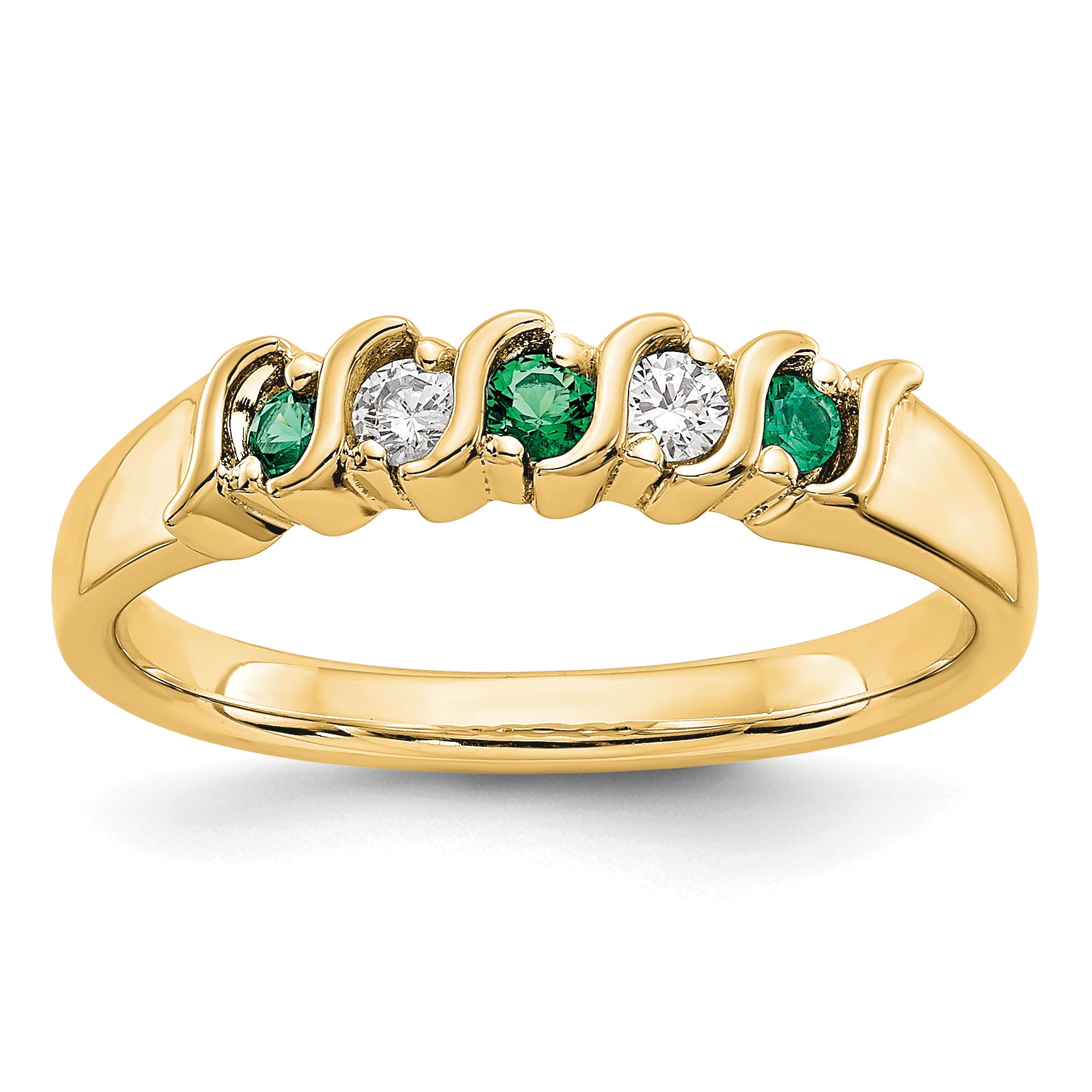 10k Yellow Gold Diamond w/Emerald Band Main image