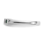 14k White Gold 1/10 carat Diamond and Emerald Complete Band